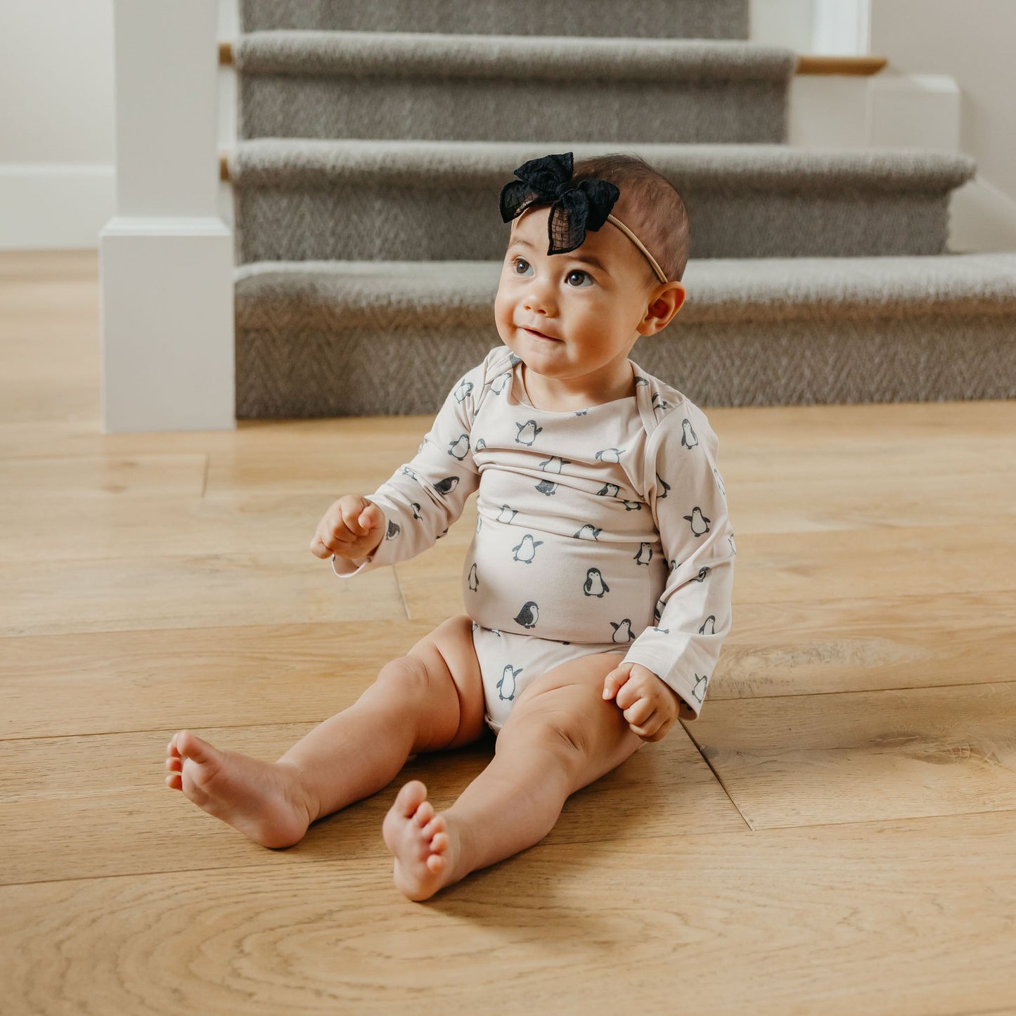 Long Sleeve Bodysuit - Penguins