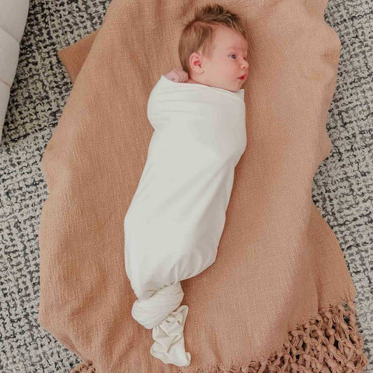 Knit Swaddle Blanket - Cru